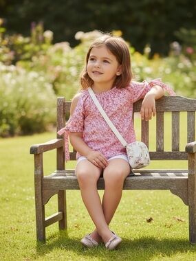 Heart and Arrow Girls Floral Cold Shoulder Blouse - Size 5